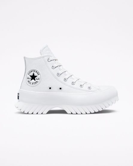 White / Black Converse Chuck Taylor All Star Lugged 2.0 Leather Women's High Top Shoes | FC7583491