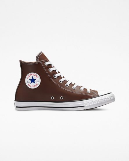 White / Black Converse Chuck Taylor All Star Faux Leather Men's High Top Shoes | OA971I5K3