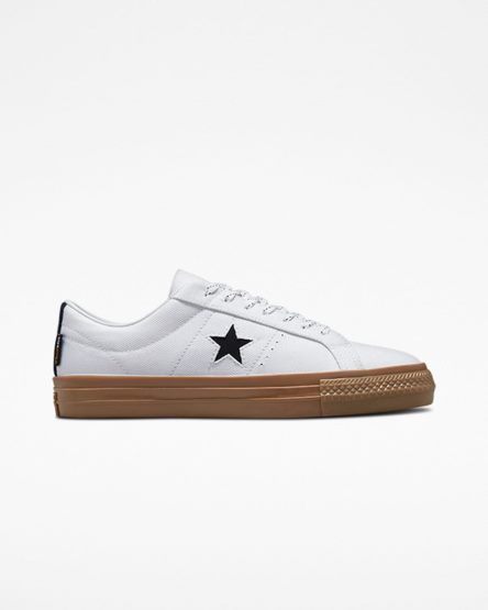 White / Black Converse One Star Pro Cordura Canvas Men's Skate Shoes | CX539817K