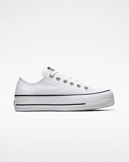 White / Black / White Converse Chuck Taylor All Star Lift Canvas Low Top Women's Platform Shoes | GWILK1594