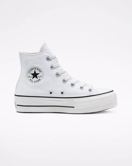 White / Black / White Converse Chuck Taylor All Star Lift Canvas High Top Women's Platform Shoes | UZI3K718L