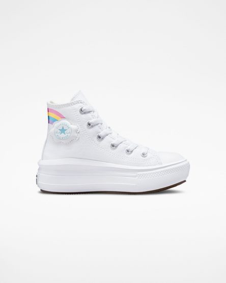 White / Blue / Pink Converse Chuck Taylor All Star Move Rainbow Cloud High Top Girls' Platform Shoes | DH879LIK4