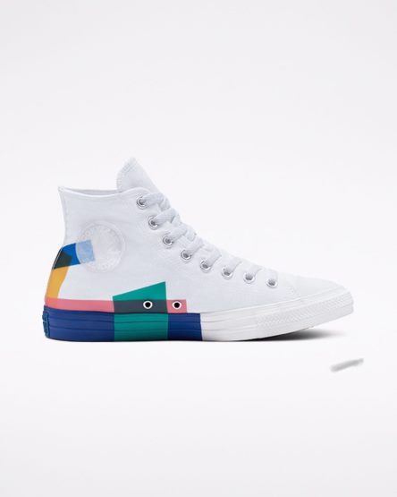 White / Blue / Red Converse Chuck Taylor All Star Space Racer High Top Men's High Top Shoes | WUI41K98L