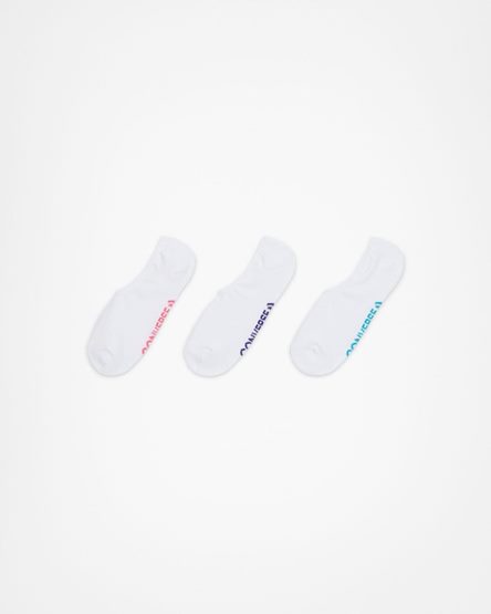 White Converse 3-Pack Wordmark Cushion No-Show Women's Socks | MXK7LI841