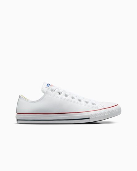 White Converse Chuck Taylor All Star Leather Men's Low Top Shoes | BE7385KI4