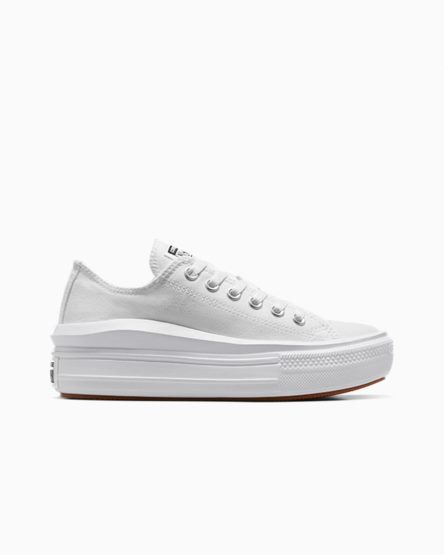 White Converse Chuck Taylor All Star Move Low Top Women's Platform Shoes | IJ18ILK73