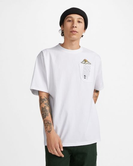 White Converse Cloud Pocket Graphic Men's T-Shirts | MPI7L8K91