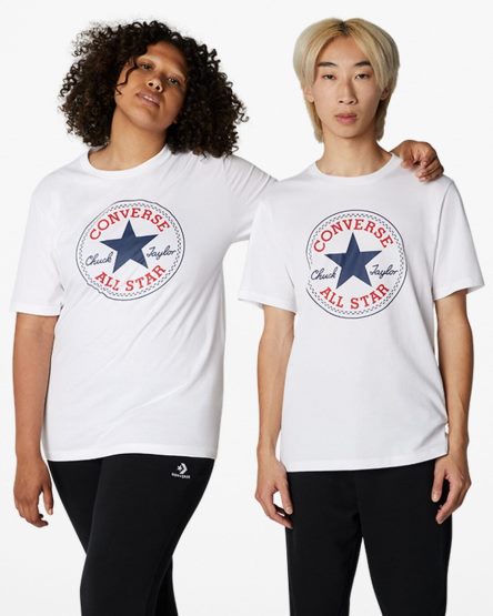 White Converse Go-To Chuck Taylor Classic Patch Standard Fit Women's T-Shirts | WPK359874