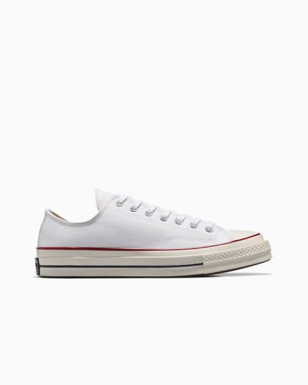 White / Dark Red Converse Chuck 70 Vintage Canvas Men's Low Top Shoes | QW49LI751