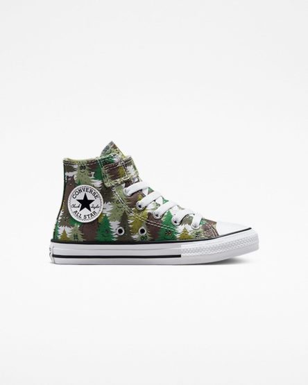 White / Green Converse Chuck Taylor All Star Easy-On Forest Camo Boys' High Top Shoes | BI4875319