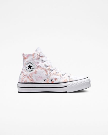 White / Pink / Black Converse Chuck Taylor All Star EVA Lift Butterfly Shine High Top Girls' Platform Shoes | DJI34K71L