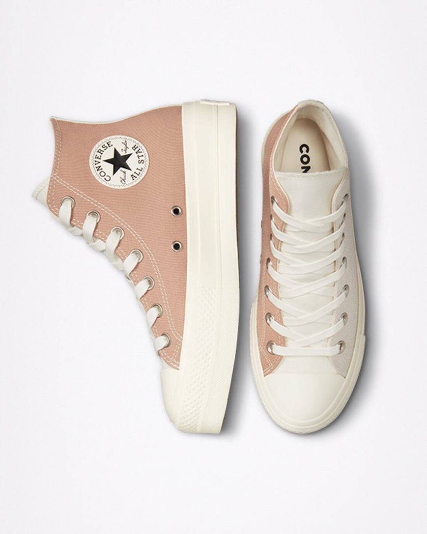 Apricot / Grey Converse Chuck Taylor All Star Lift Tri-Panel High Top Women's Platform Shoes | GCL931478