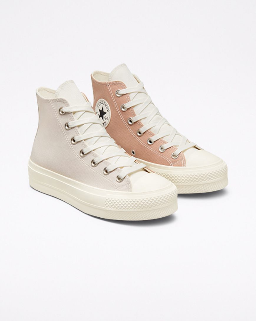 Apricot / Grey Converse Chuck Taylor All Star Lift Tri-Panel High Top Women's Platform Shoes | GCL931478