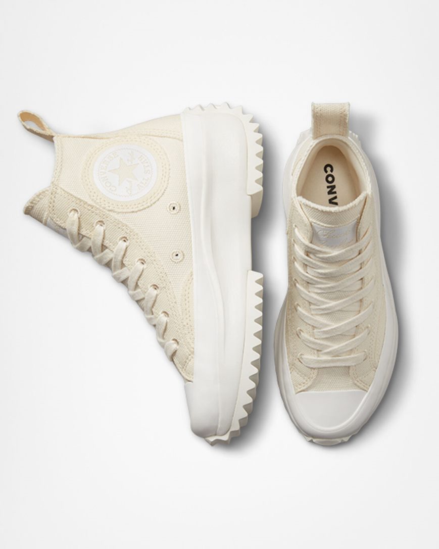 Beige / Beige White Converse Run Star Hike Raw Edge High Top Women's Platform Shoes | KEI145L8K