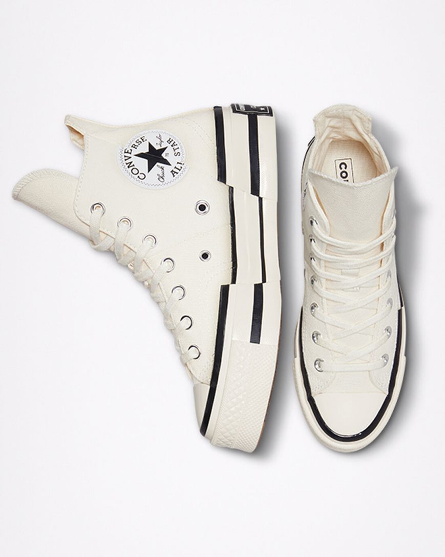 Beige / Black Converse Chuck 70 Plus Men's High Top Shoes | WXI73K958