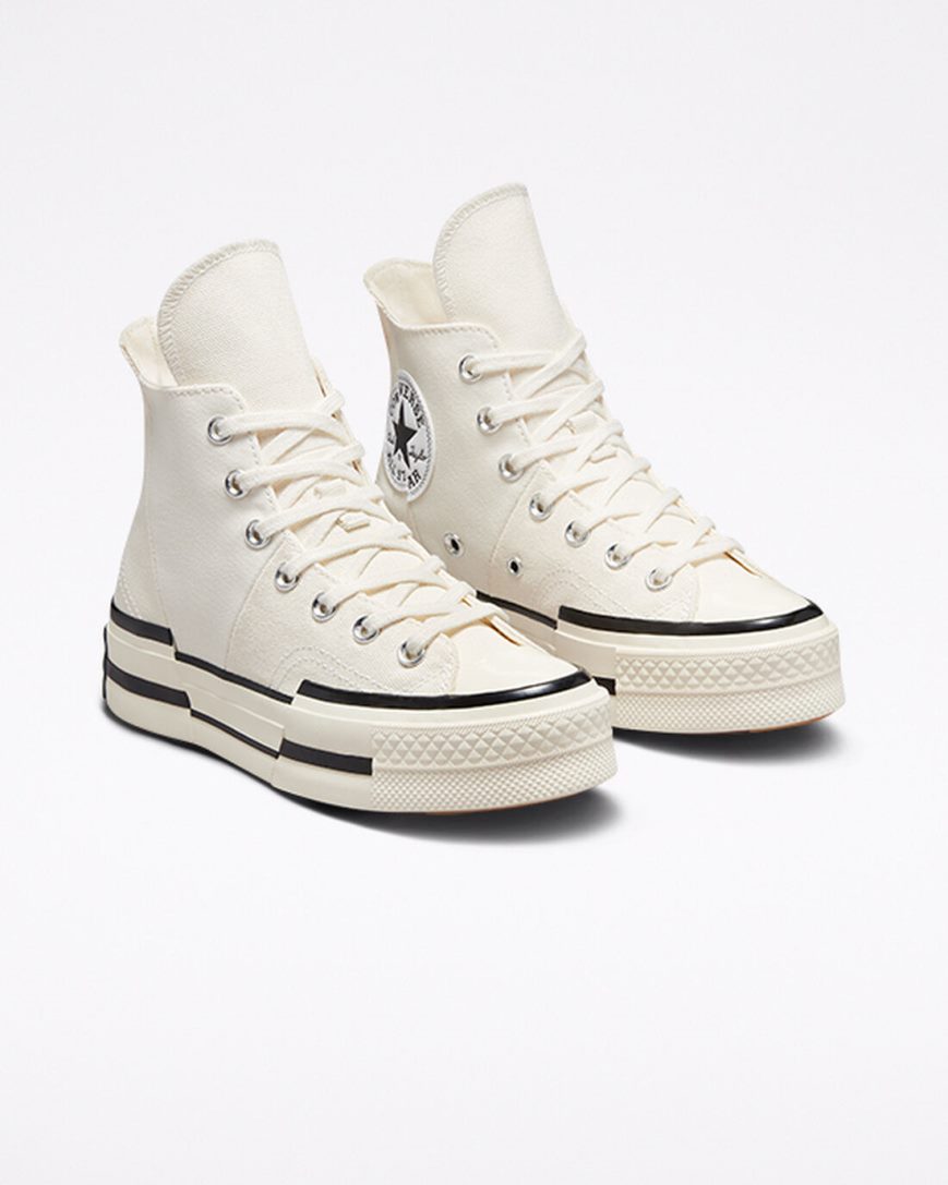 Beige / Black Converse Chuck 70 Plus Men's High Top Shoes | WXI73K958