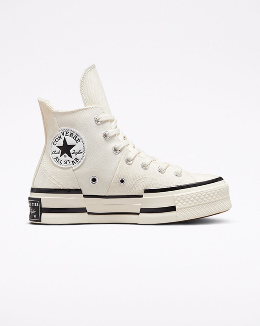 Beige / Black Converse Chuck 70 Plus Men\'s High Top Shoes | WXI73K958