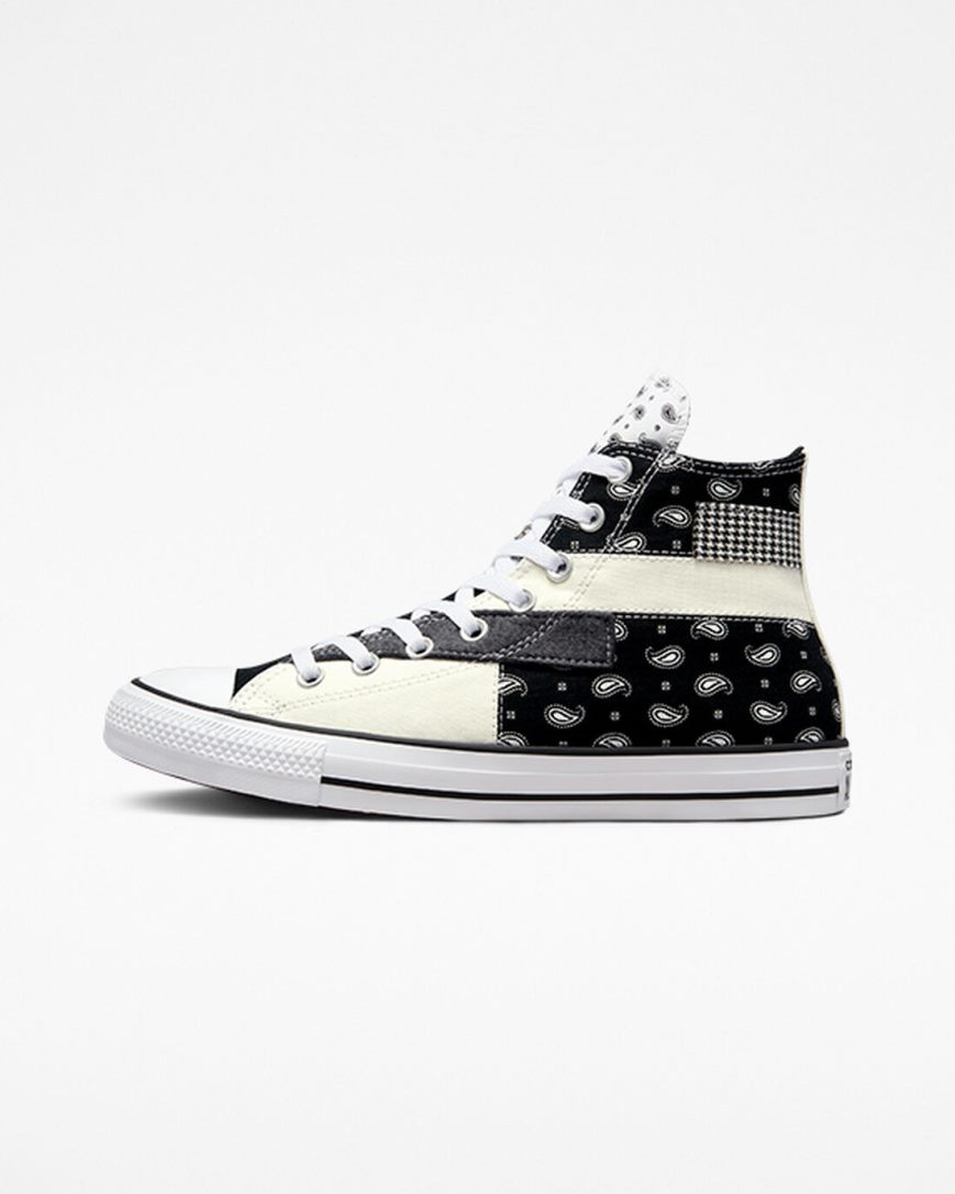 Beige / Black / White Converse Chuck Taylor All Star Hacked Patterns Women's High Top Shoes | HE59437L8