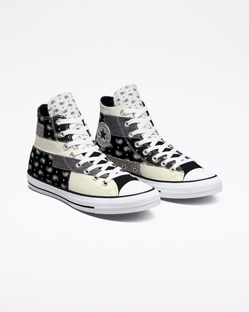 Beige / Black / White Converse Chuck Taylor All Star Hacked Patterns Women's High Top Shoes | HE59437L8