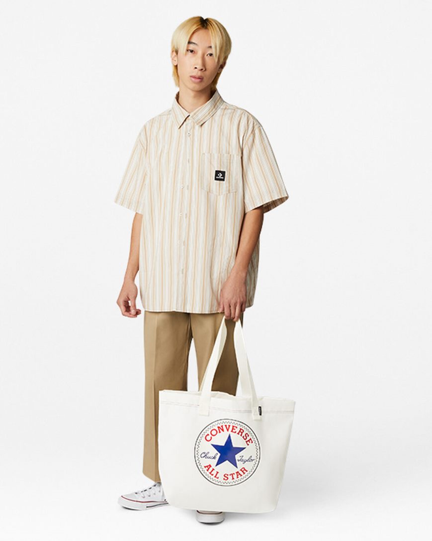 Beige / Blue Converse Graphic Tote Men's Bags | HV49738K5