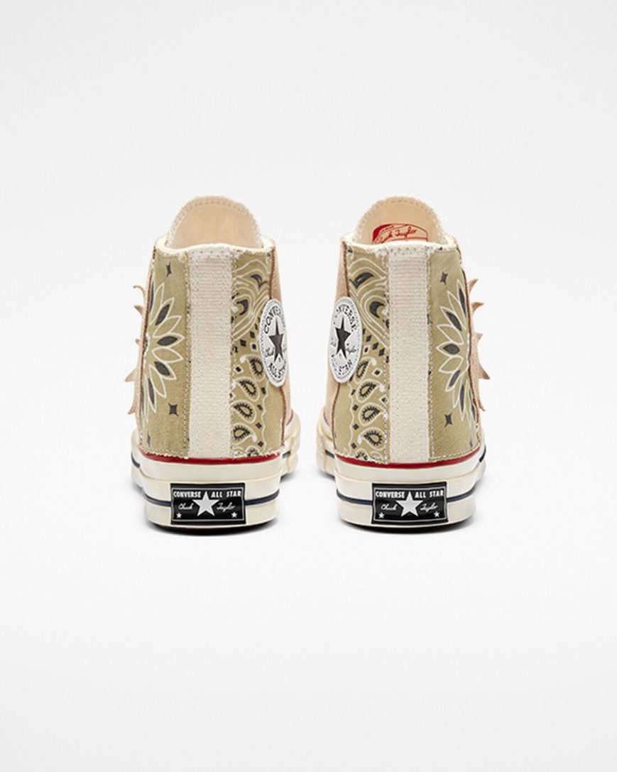 Beige Brown Converse Chuck 70 LTD Paisley Suede Women's High Top Shoes | OC154I379