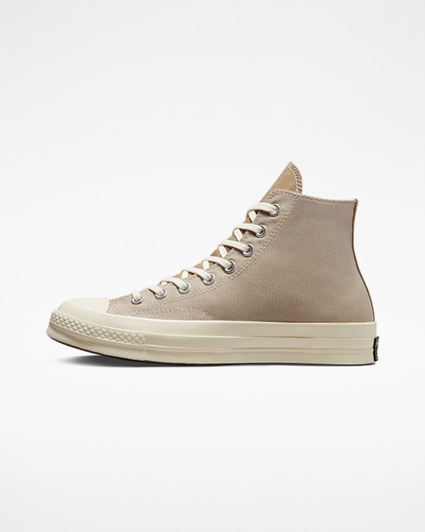 Beige Converse Chuck 70 Tri-Panel Men's High Top Shoes | CUK9L7481