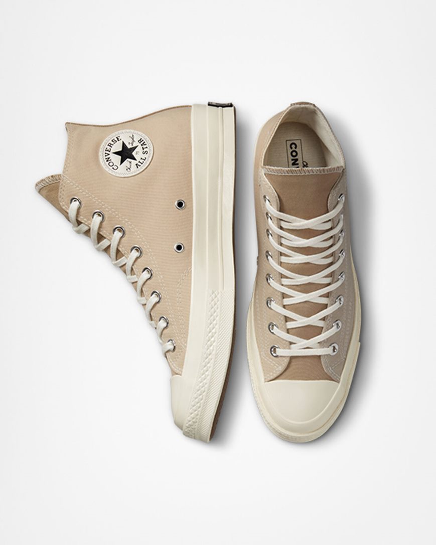 Beige Converse Chuck 70 Tri-Panel Men's High Top Shoes | CUK9L7481