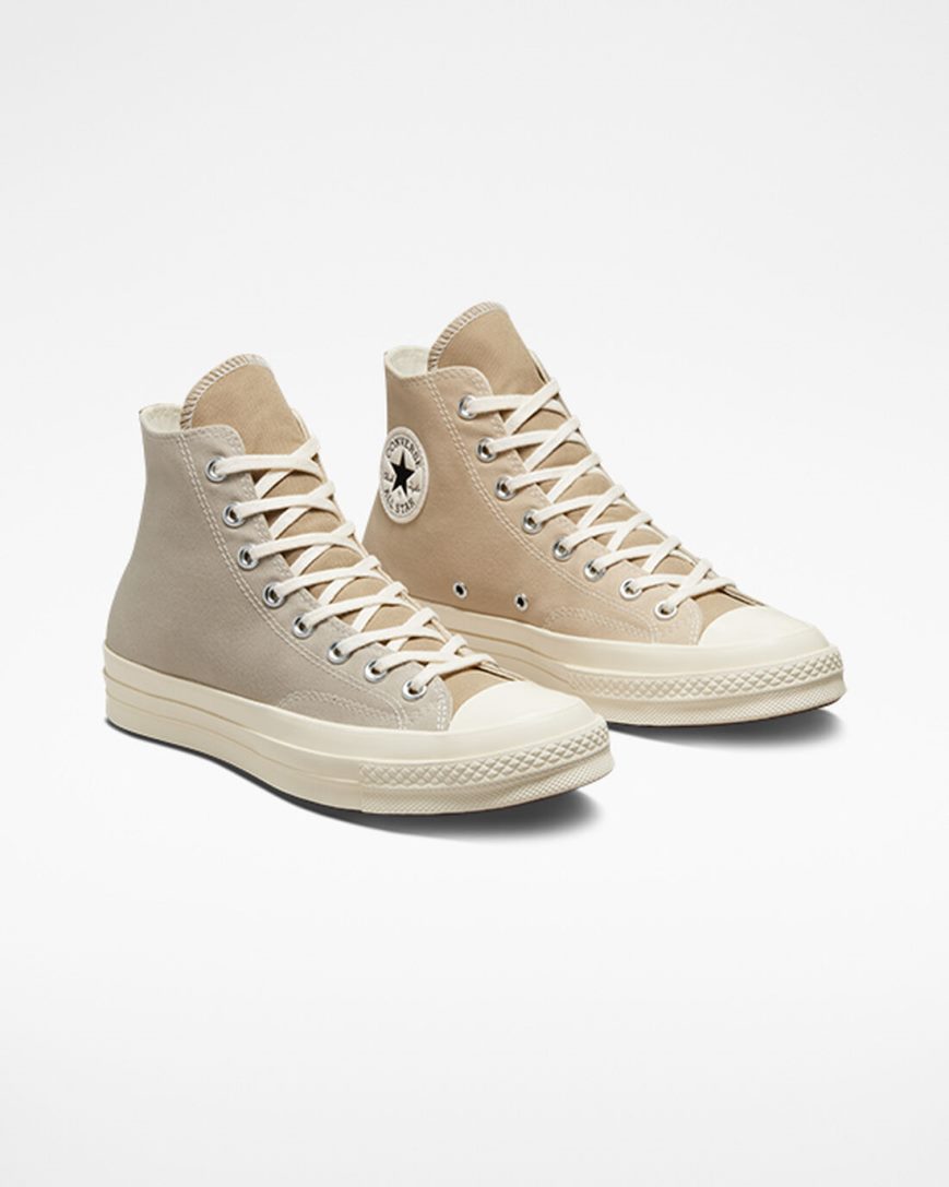 Beige Converse Chuck 70 Tri-Panel Men's High Top Shoes | CUK9L7481