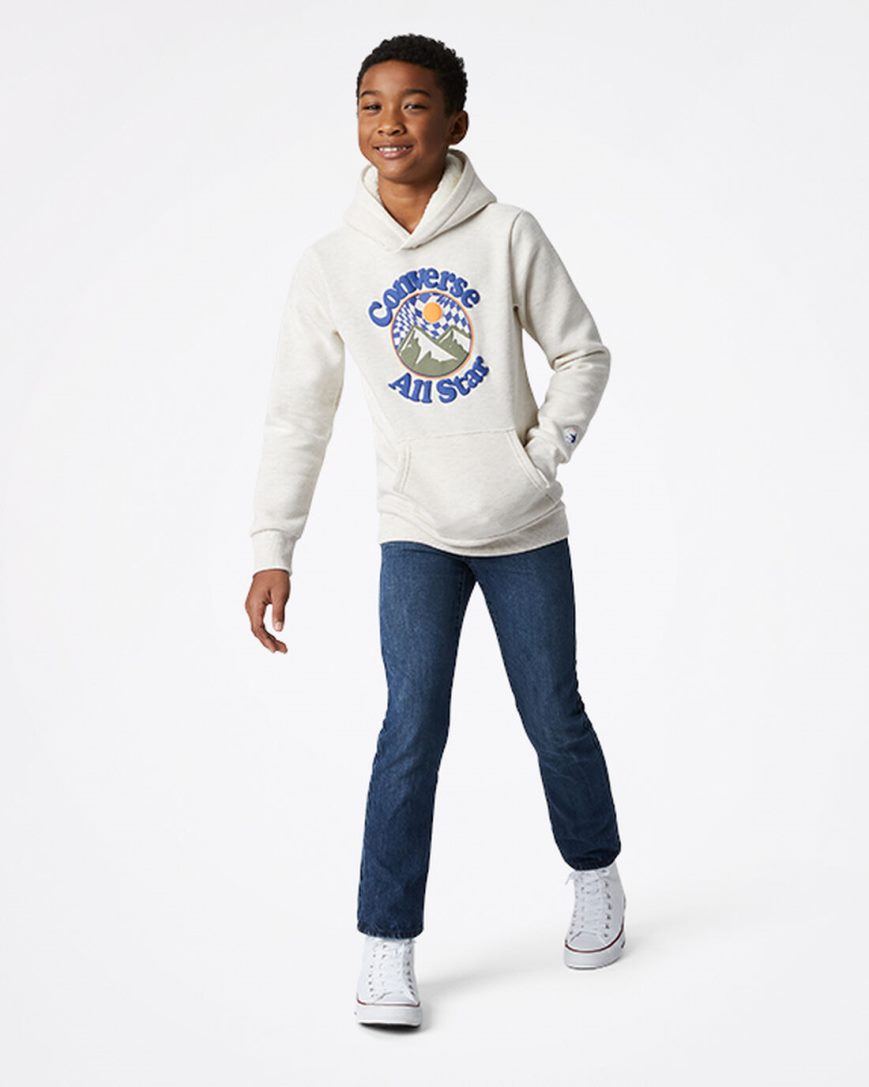 Beige Converse Into The Wild Fleece Pullover Boys' Hoodie | EA9L4I135