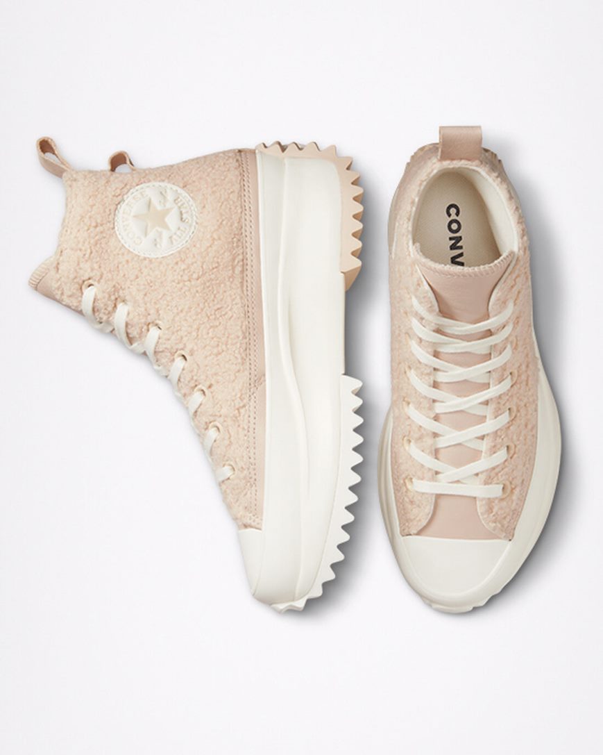 Beige Converse Run Star Hike Sherpa High Top Women's Platform Shoes | UT751K9L3