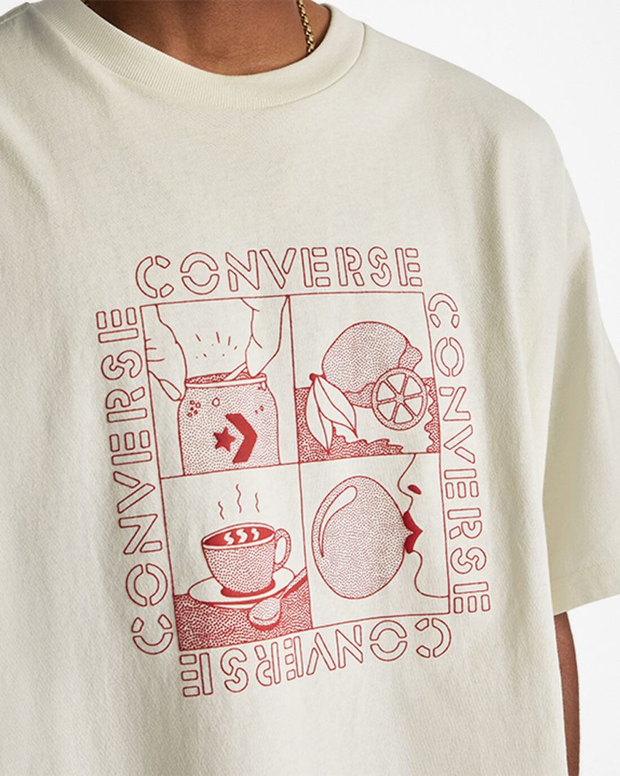 Beige Converse Sensory Graphic Men's T-Shirts | TH4L3I87K