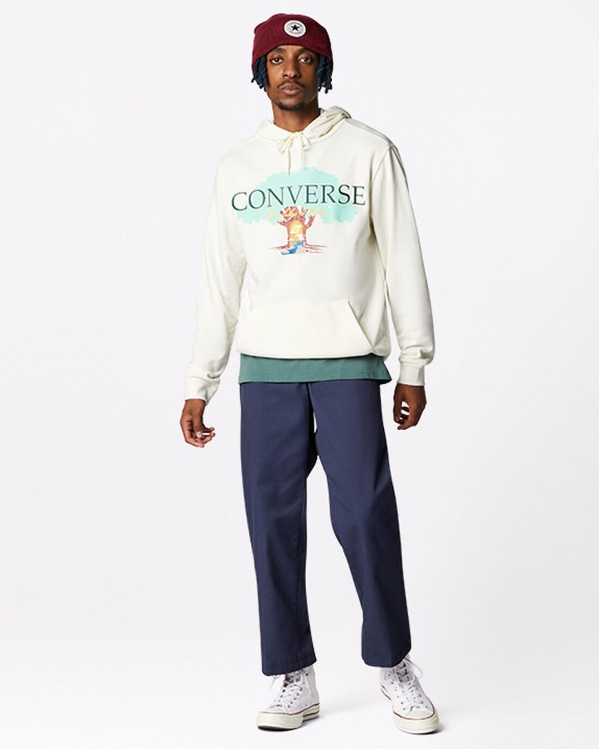 Beige Converse Tree of Life Pullover Men's Hoodie | AKK3IL458