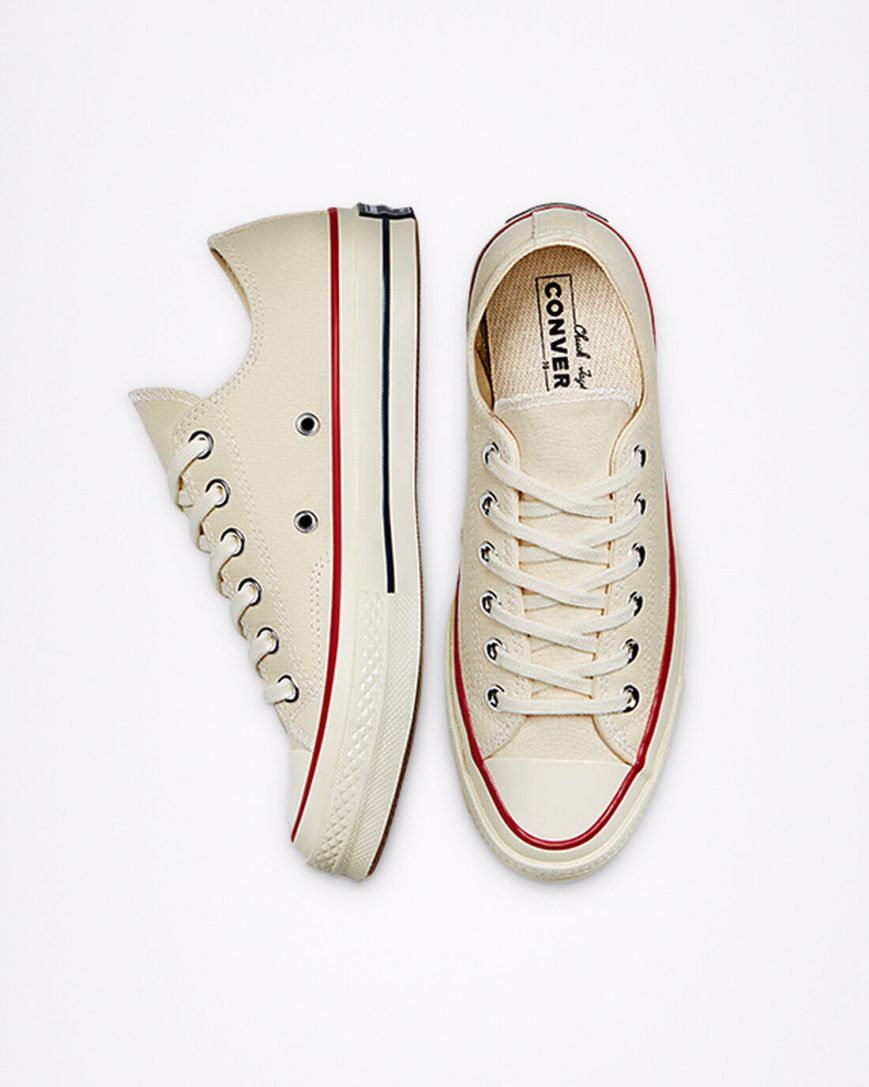 Beige / Dark Red Converse Chuck 70 Vintage Canvas Women's Low Top Shoes | OF935K8I7