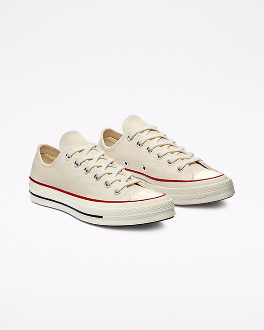 Beige / Dark Red Converse Chuck 70 Vintage Canvas Women's Low Top Shoes | OF935K8I7