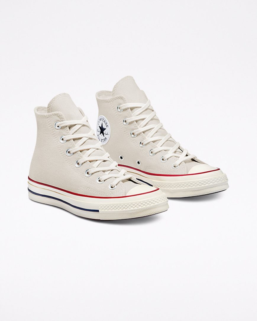 Beige / Dark Red Converse Chuck 70 Vintage Canvas Women's High Top Shoes | XE7LK193I