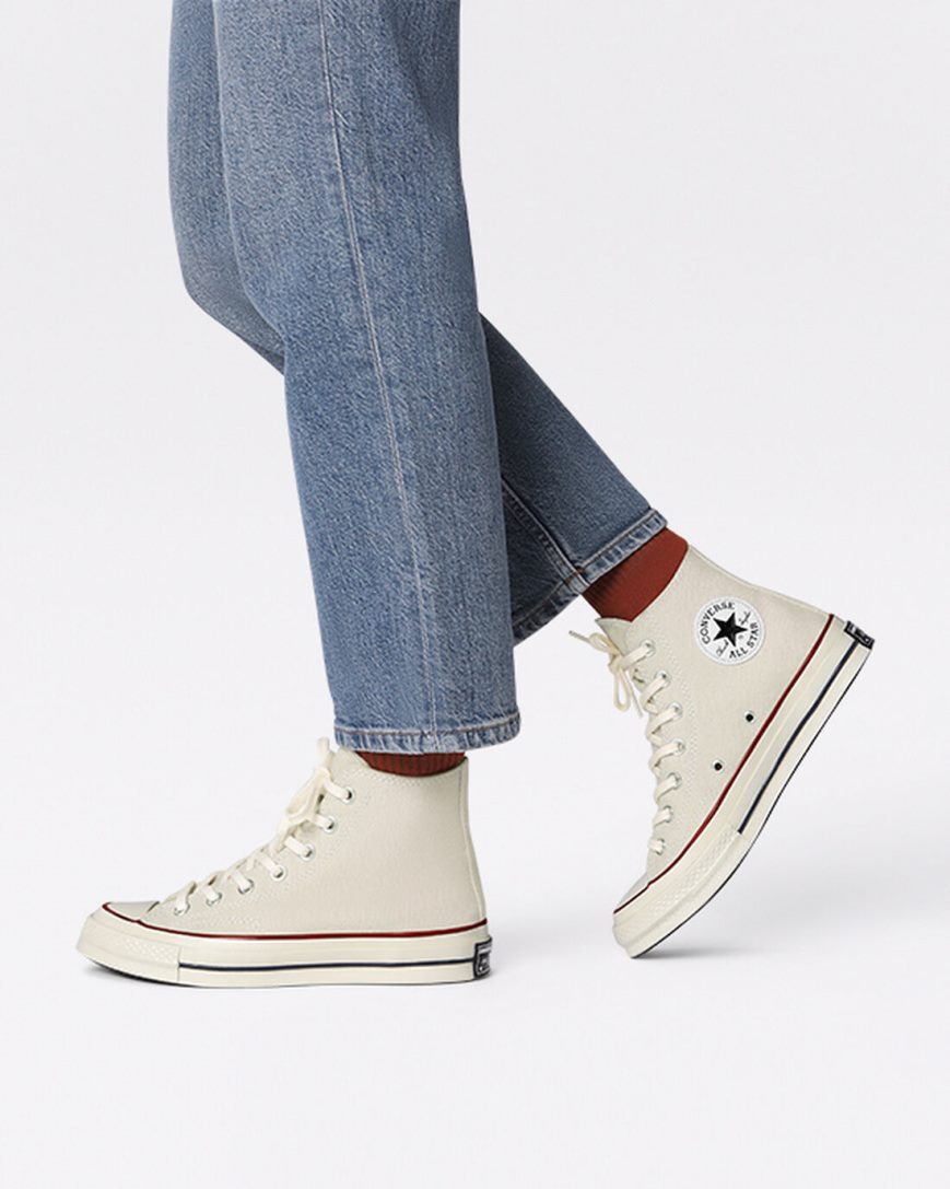 Beige / Dark Red Converse Chuck 70 Vintage Canvas Women's High Top Shoes | XE7LK193I