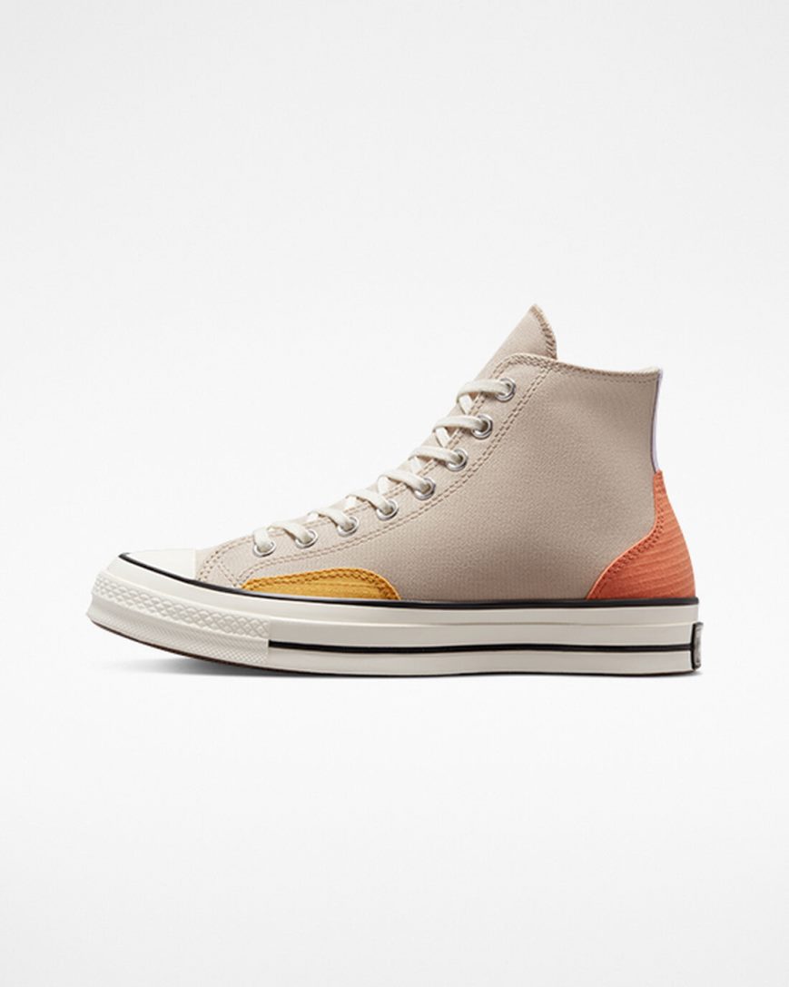 Beige / Green / Orange Converse Chuck 70 Color Block Women's High Top Shoes | BT95I3K18