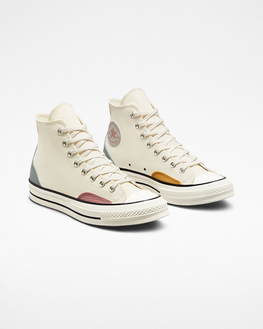 Beige / Grey / Yellow Converse Chuck 70 Color Block Women's High Top Shoes | KR4L198K7