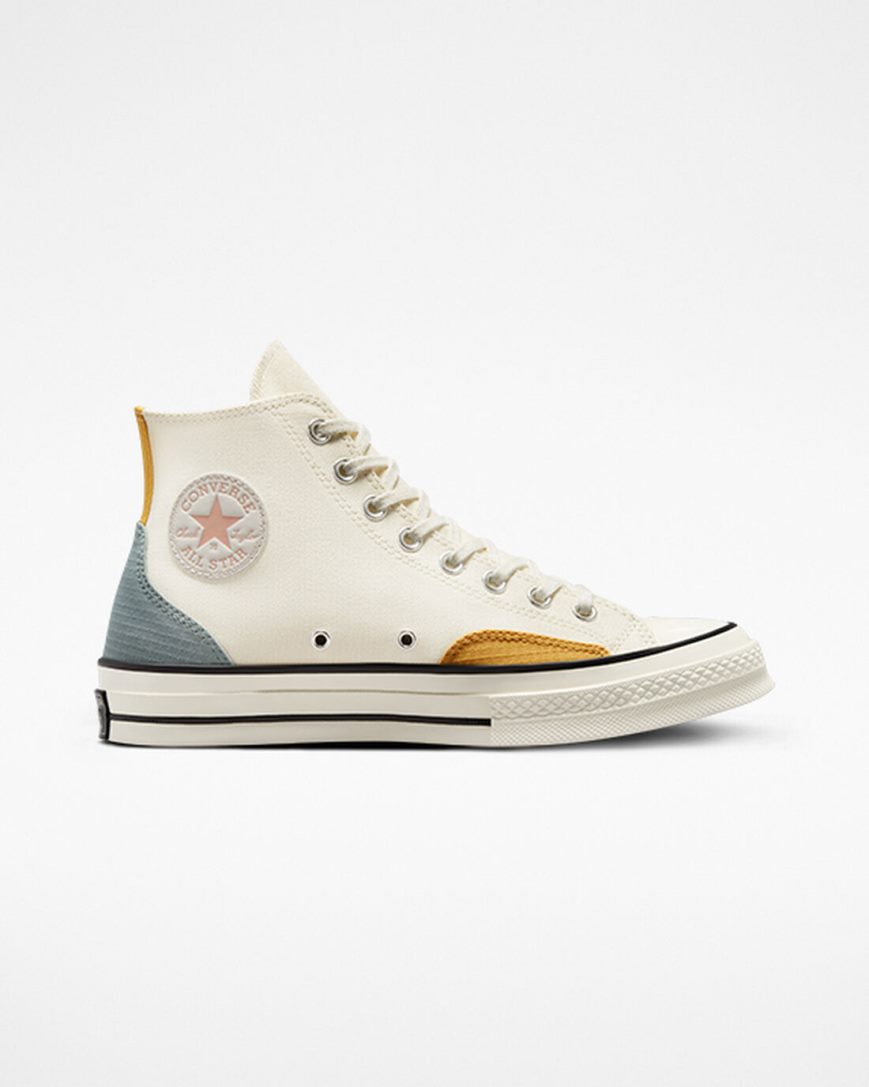 Beige / Grey / Yellow Converse Chuck 70 Color Block Women\'s High Top Shoes | KR4L198K7