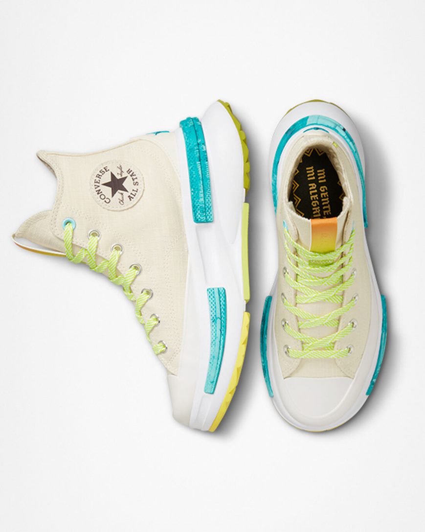 Beige / Lemon / Light Turquoise Converse Run Star Legacy CX Mi Gente, Mi Alegria Women's High Top Shoes | NR37LI4K8