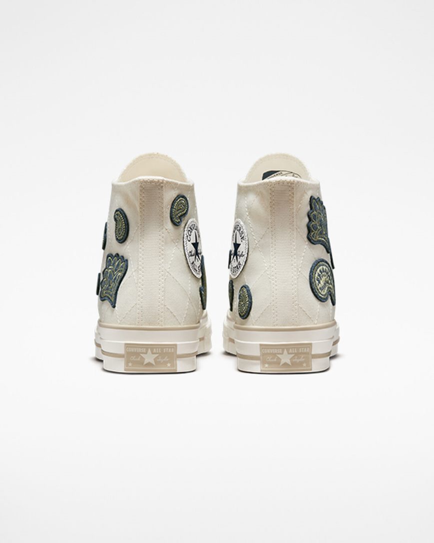 Beige / Navy / Green Converse Chuck 70 Crafted Patches Women's High Top Shoes | VJ31589L4