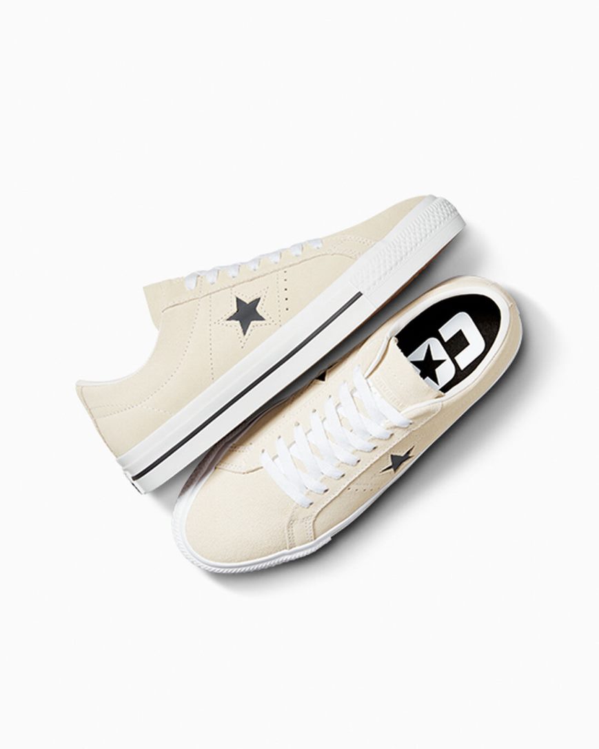 Beige / White / Black Converse CONS One Star Pro Suede Women's Skate Shoes | QE597L341