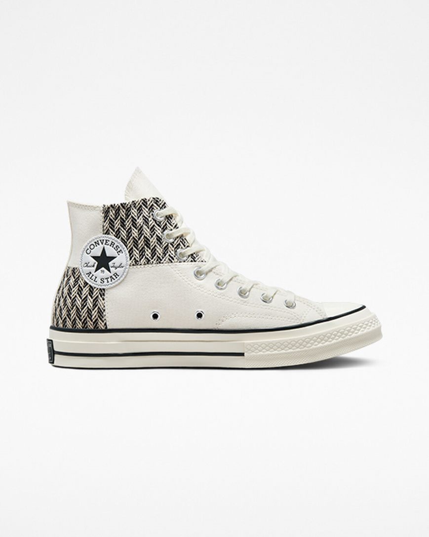 Beige / White / Black Converse Chuck 70 Patchwork Men\'s High Top Shoes | BRK53I798