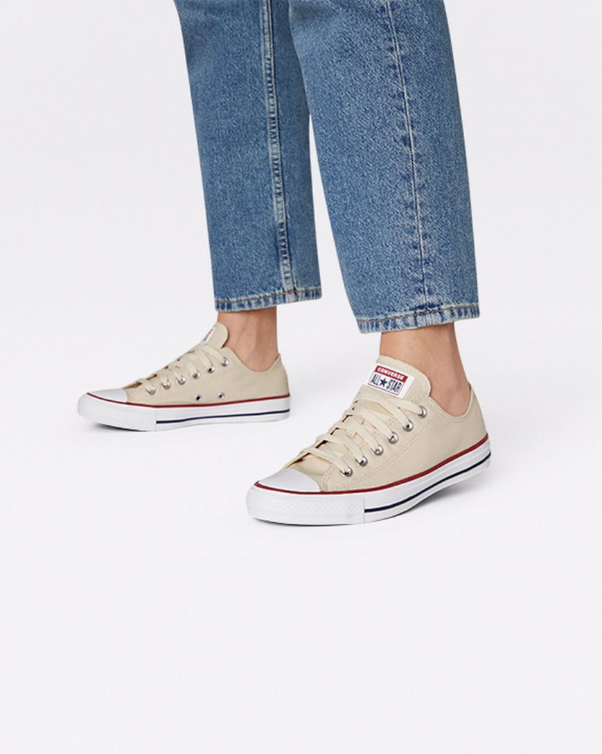 Beige White Converse Chuck Taylor All Star Classic Women's Low Top Shoes | LDI1894L7