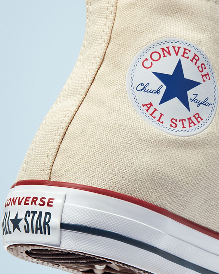 Beige White Converse Chuck Taylor All Star Classic Women's High Top Shoes | PV189LK57