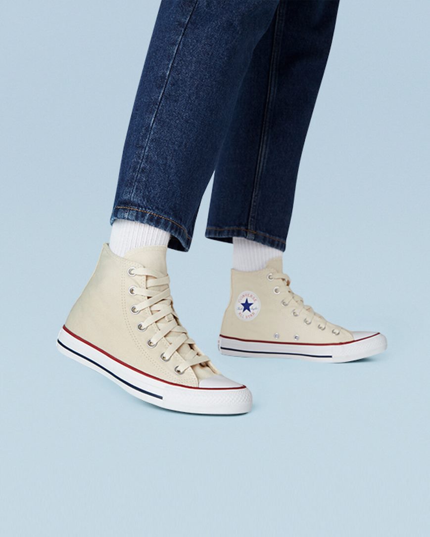 Beige White Converse Chuck Taylor All Star Classic Women's High Top Shoes | PV189LK57