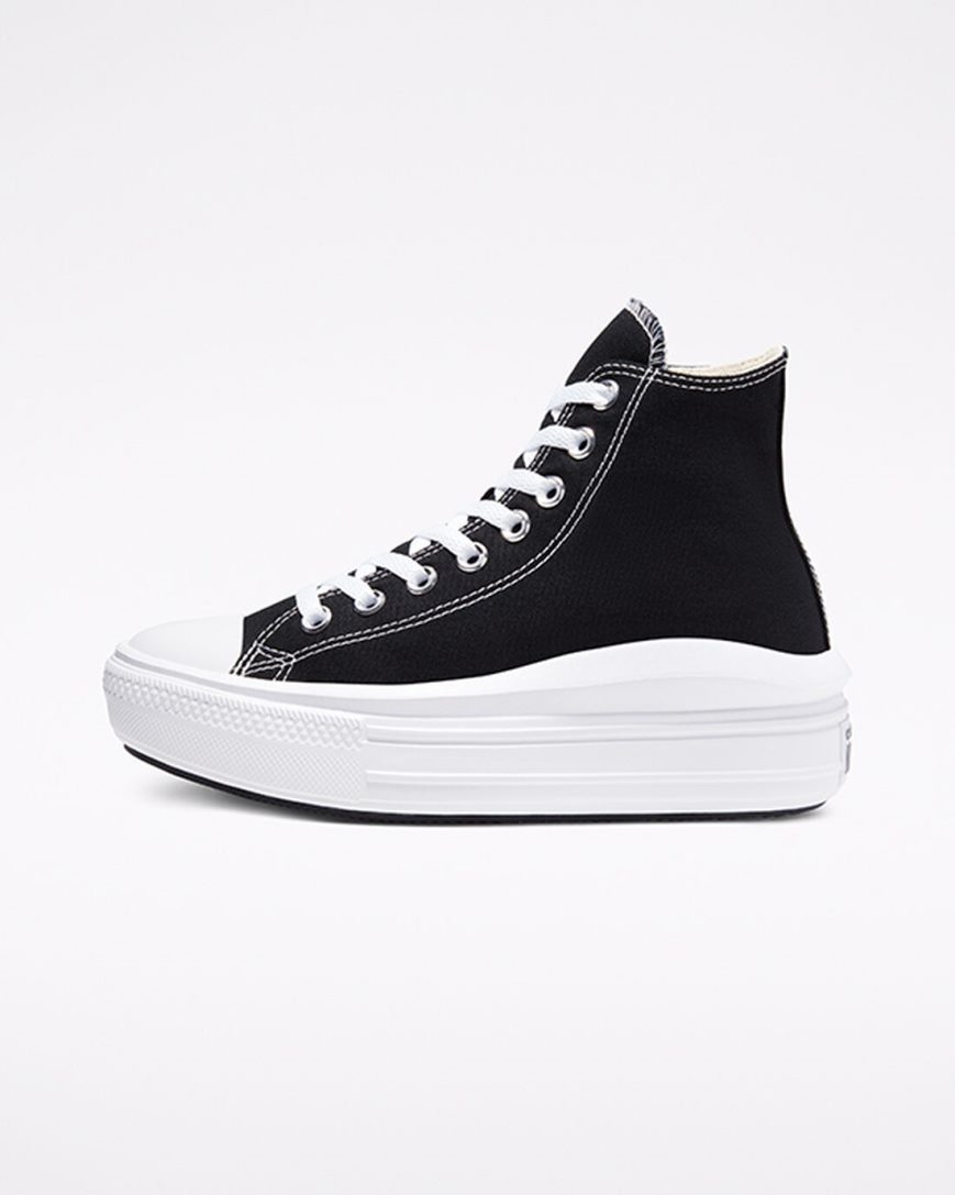 Black / Beige White Converse Chuck Taylor All Star Move High Top Women's Platform Shoes | PR739K85L