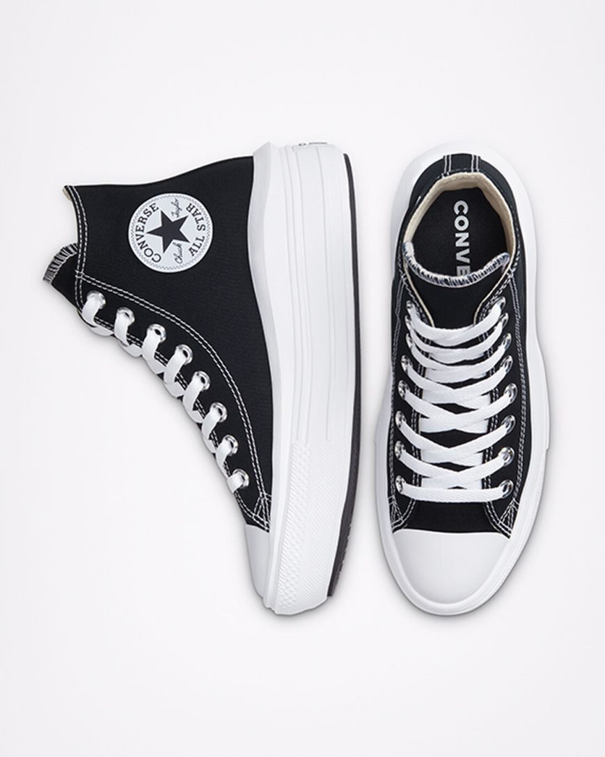 Black / Beige White Converse Chuck Taylor All Star Move High Top Women's Platform Shoes | PR739K85L