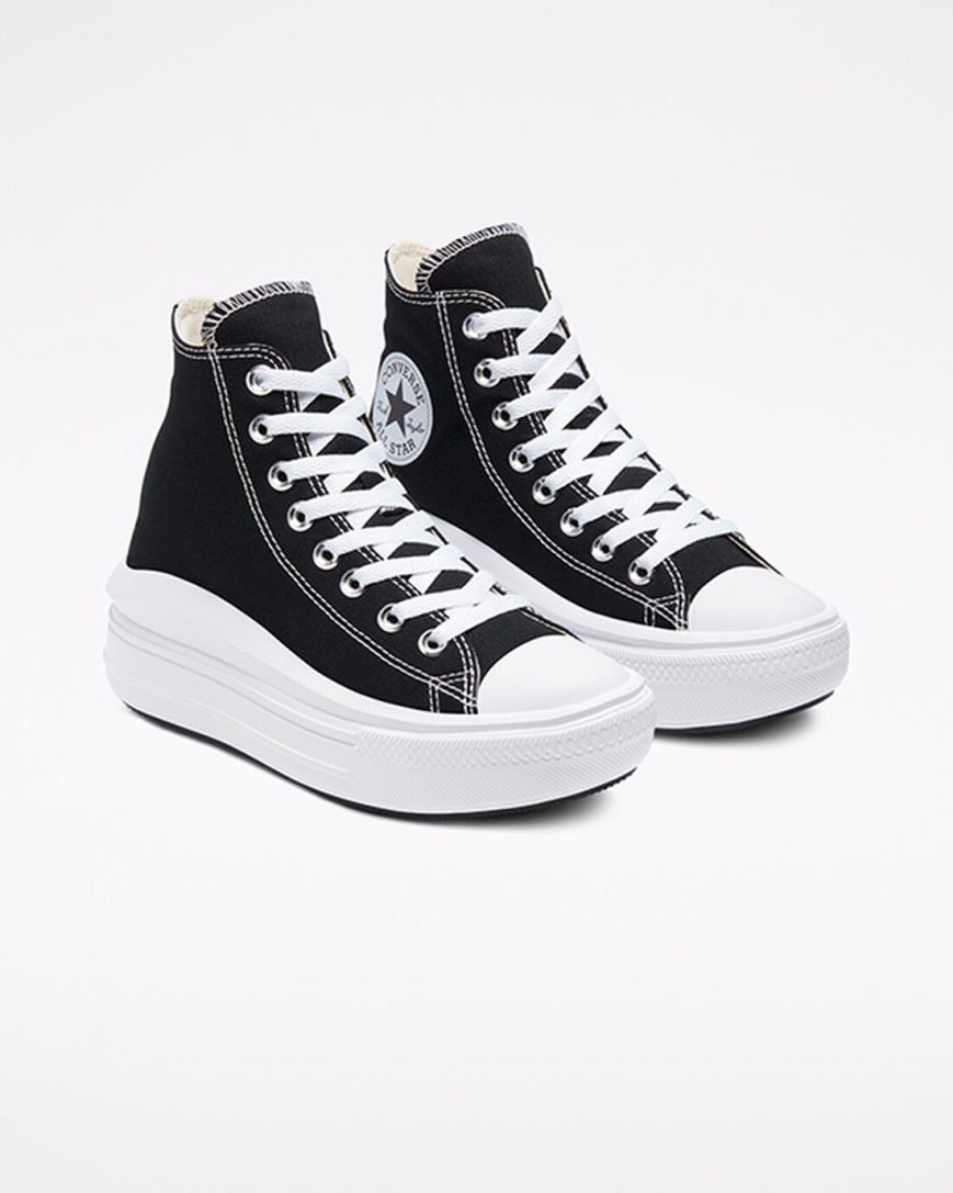 Black / Beige White Converse Chuck Taylor All Star Move High Top Women's Platform Shoes | PR739K85L