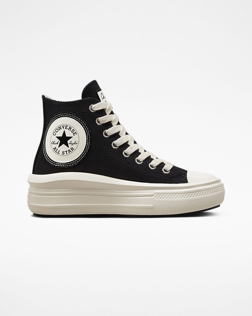 Black / Beige White Converse Chuck Taylor All Star Move Oversized Patch High Top Women\'s Platform Shoes | YU3LIK194